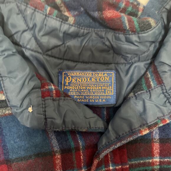 Pendleton Wool Button Up Flannel Shirt XL Blue Maroon Warm - Picture 4 of 7